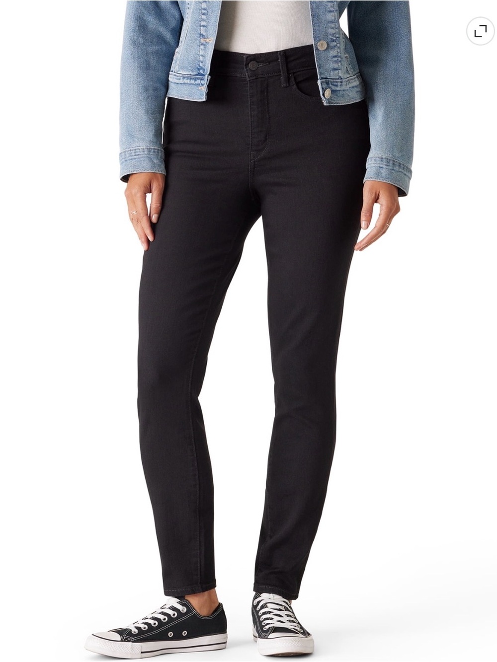 Signature By Levi Strauss Mid-Rise Stretch Black Skinny Jeans Womens Size 32x30